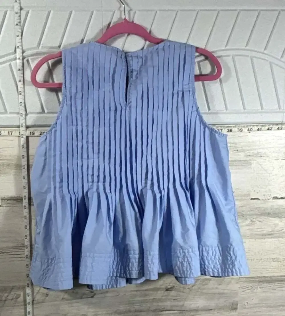 Free Assembly Women's Sleeveless Pintuck Peplum Top Blue